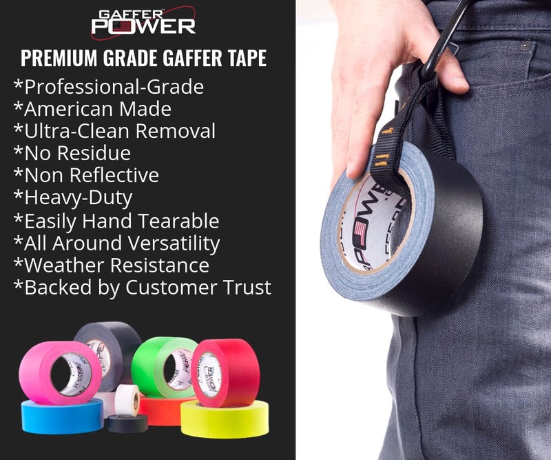 Gaffer Power Proudly Made in The USA, Real Professional Grade Gaffer Tape, Heavy Duty Gaffers Tape, Non-Reflective, Multipurpose. 2 Inches x 30 Yards, Black - Image 2